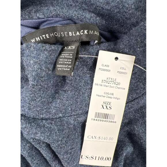 NWT White House Black Market Blue Button Mock Neck Sweater Dress XXS - Picture 2 of 3
